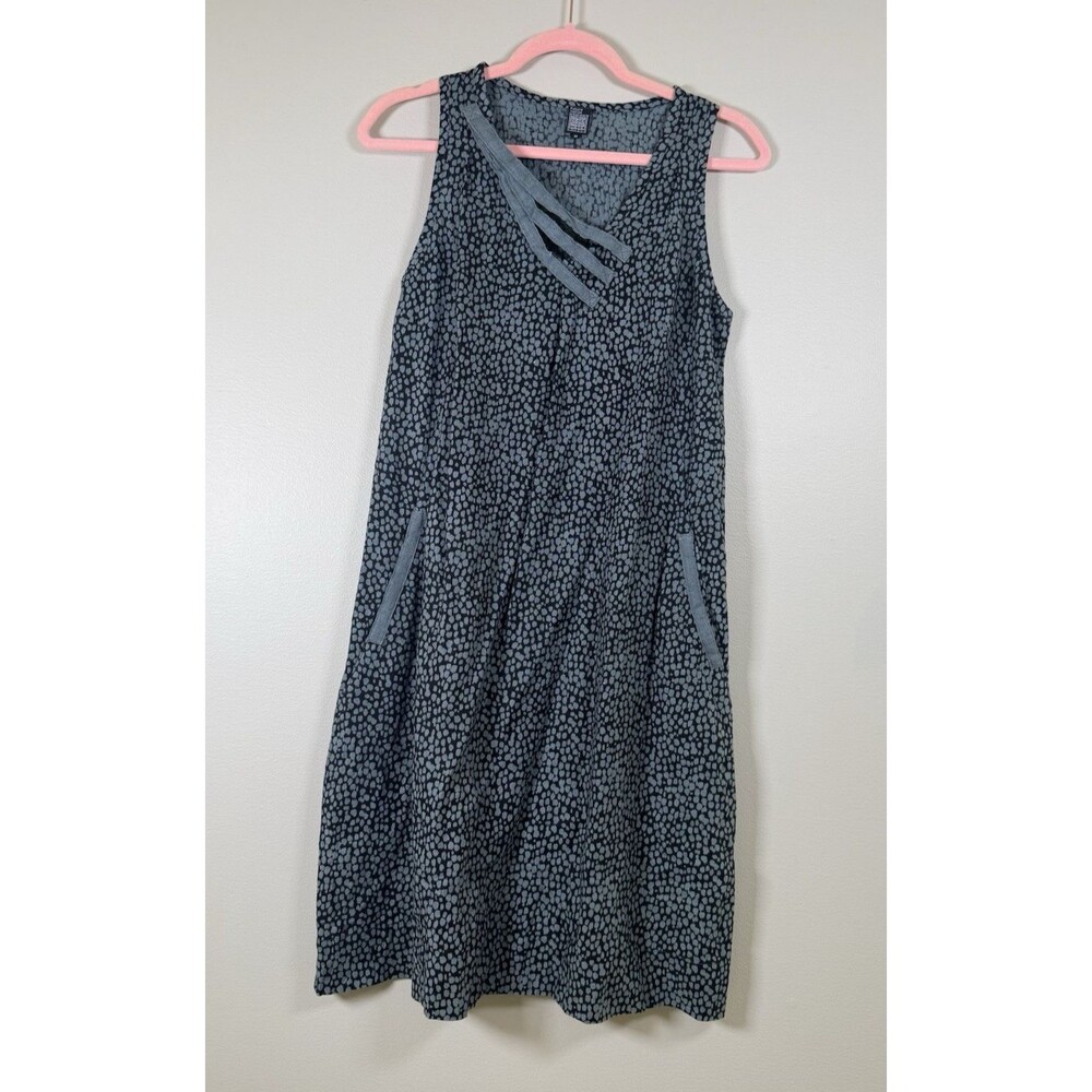 Future Traditions Women's Gray/Black Abstract V-Neck Knee Dress w/ Pockets S